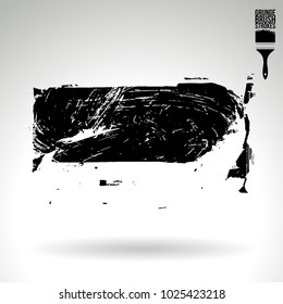 Black brush stroke and texture. Grunge vector abstract hand - painted element. Underline and border design.