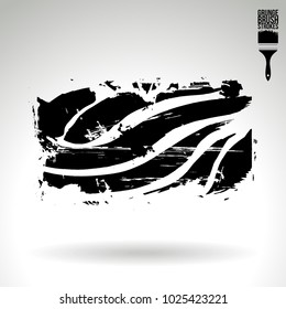Black brush stroke and texture. Grunge vector abstract hand - painted element. Underline and border design.