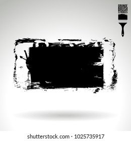 Black brush stroke and texture. Grunge vector abstract hand - painted element. Underline and border design.