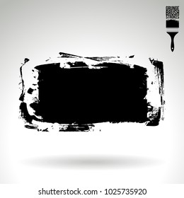 Black brush stroke and texture. Grunge vector abstract hand - painted element. Underline and border design.