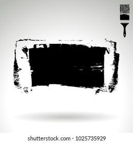 Black brush stroke and texture. Grunge vector abstract hand - painted element. Underline and border design.