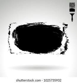 Black brush stroke and texture. Grunge vector abstract hand - painted element. Underline and border design.