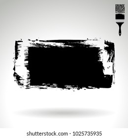 Black brush stroke and texture. Grunge vector abstract hand - painted element. Underline and border design.