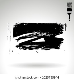 Black brush stroke and texture. Grunge vector abstract hand - painted element. Underline and border design.