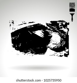 Black brush stroke and texture. Grunge vector abstract hand - painted element. Underline and border design.