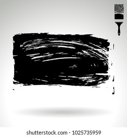 Black brush stroke and texture. Grunge vector abstract hand - painted element. Underline and border design.