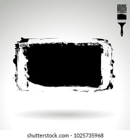Black brush stroke and texture. Grunge vector abstract hand - painted element. Underline and border design.