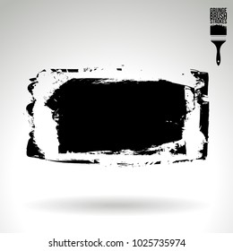 Black brush stroke and texture. Grunge vector abstract hand - painted element. Underline and border design.