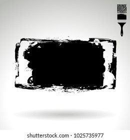 Black brush stroke and texture. Grunge vector abstract hand - painted element. Underline and border design.
