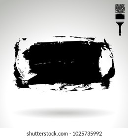 Black brush stroke and texture. Grunge vector abstract hand - painted element. Underline and border design.