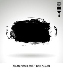 Black brush stroke and texture. Grunge vector abstract hand - painted element. Underline and border design.