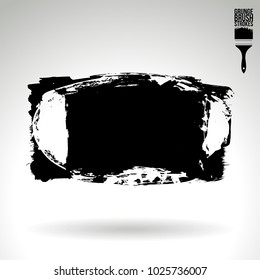 Black brush stroke and texture. Grunge vector abstract hand - painted element. Underline and border design.