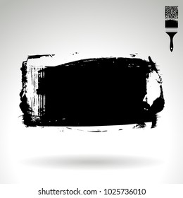 Black brush stroke and texture. Grunge vector abstract hand - painted element. Underline and border design.