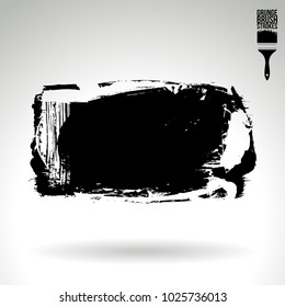 Black brush stroke and texture. Grunge vector abstract hand - painted element. Underline and border design.