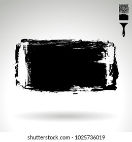 Black brush stroke and texture. Grunge vector abstract hand - painted element. Underline and border design.