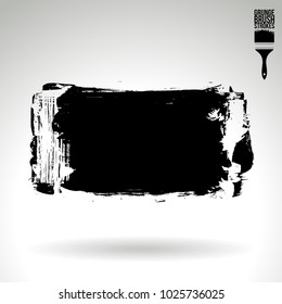 Black brush stroke and texture. Grunge vector abstract hand - painted element. Underline and border design.