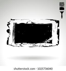 Black brush stroke and texture. Grunge vector abstract hand - painted element. Underline and border design.