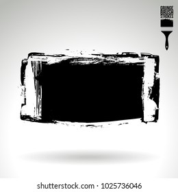 Black brush stroke and texture. Grunge vector abstract hand - painted element. Underline and border design.