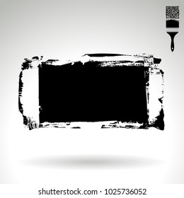 Black brush stroke and texture. Grunge vector abstract hand - painted element. Underline and border design.