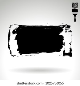 Black brush stroke and texture. Grunge vector abstract hand - painted element. Underline and border design.