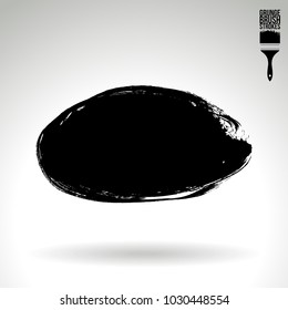 Black brush stroke and texture. Grunge vector abstract hand - painted element. Underline and border design.