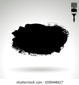 Black brush stroke and texture. Grunge vector abstract hand - painted element. Underline and border design.
