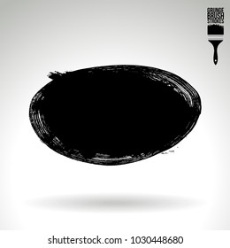 Black brush stroke and texture. Grunge vector abstract hand - painted element. Underline and border design.