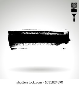 Black brush stroke and texture. Grunge vector abstract hand - painted element. Underline and border design.
