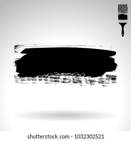 Black brush stroke and texture. Grunge vector abstract hand - painted element. Underline and border design.