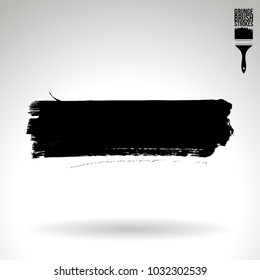Black brush stroke and texture. Grunge vector abstract hand - painted element. Underline and border design.