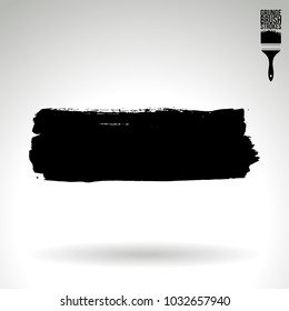 Black brush stroke and texture. Grunge vector abstract hand - painted element. Underline and border design.