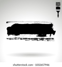 Black brush stroke and texture. Grunge vector abstract hand - painted element. Underline and border design.