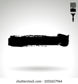 Black brush stroke and texture. Grunge vector abstract hand - painted element. Underline and border design.