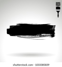 Black brush stroke and texture. Grunge vector abstract hand - painted element. Underline and border design.