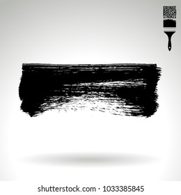 Black brush stroke and texture. Grunge vector abstract hand - painted element. Underline and border design.