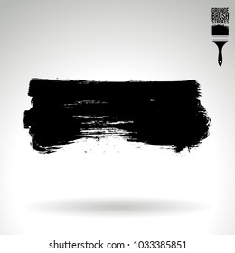 Black brush stroke and texture. Grunge vector abstract hand - painted element. Underline and border design.