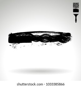 Black brush stroke and texture. Grunge vector abstract hand - painted element. Underline and border design.