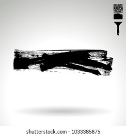 Black brush stroke and texture. Grunge vector abstract hand - painted element. Underline and border design.