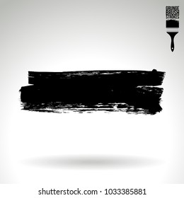 Black brush stroke and texture. Grunge vector abstract hand - painted element. Underline and border design.