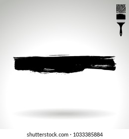 Black brush stroke and texture. Grunge vector abstract hand - painted element. Underline and border design.