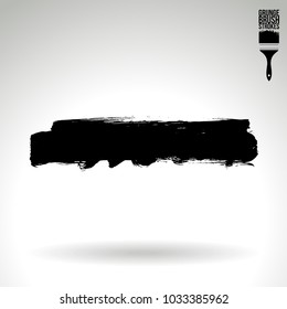 Black brush stroke and texture. Grunge vector abstract hand - painted element. Underline and border design.