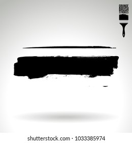 Black brush stroke and texture. Grunge vector abstract hand - painted element. Underline and border design.