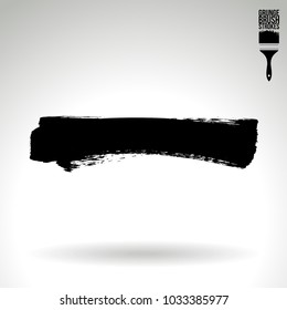 Black brush stroke and texture. Grunge vector abstract hand - painted element. Underline and border design.