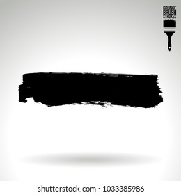 Black brush stroke and texture. Grunge vector abstract hand - painted element. Underline and border design.