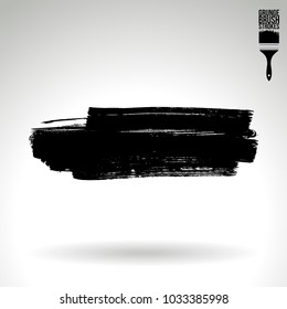 Black brush stroke and texture. Grunge vector abstract hand - painted element. Underline and border design.