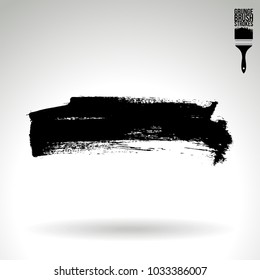Black brush stroke and texture. Grunge vector abstract hand - painted element. Underline and border design.