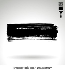 Black brush stroke and texture. Grunge vector abstract hand - painted element. Underline and border design.