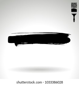 Black brush stroke and texture. Grunge vector abstract hand - painted element. Underline and border design.