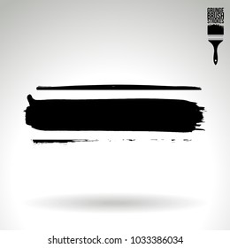 Black brush stroke and texture. Grunge vector abstract hand - painted element. Underline and border design.