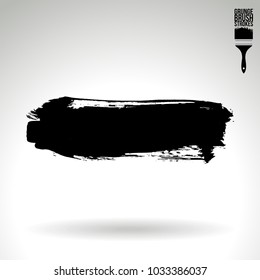 Black brush stroke and texture. Grunge vector abstract hand - painted element. Underline and border design.